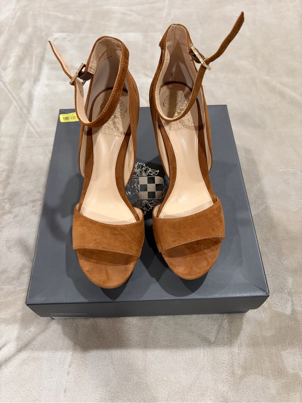 Vince Camuto Tan/Rust Suede Ankle-Strap Heels Womens 8